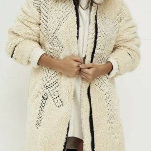 Free People Avery Embroidered Teddy Coat Size M NWT